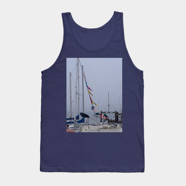 Sailboat Flags at Harbor Tank Top by KarenZukArt